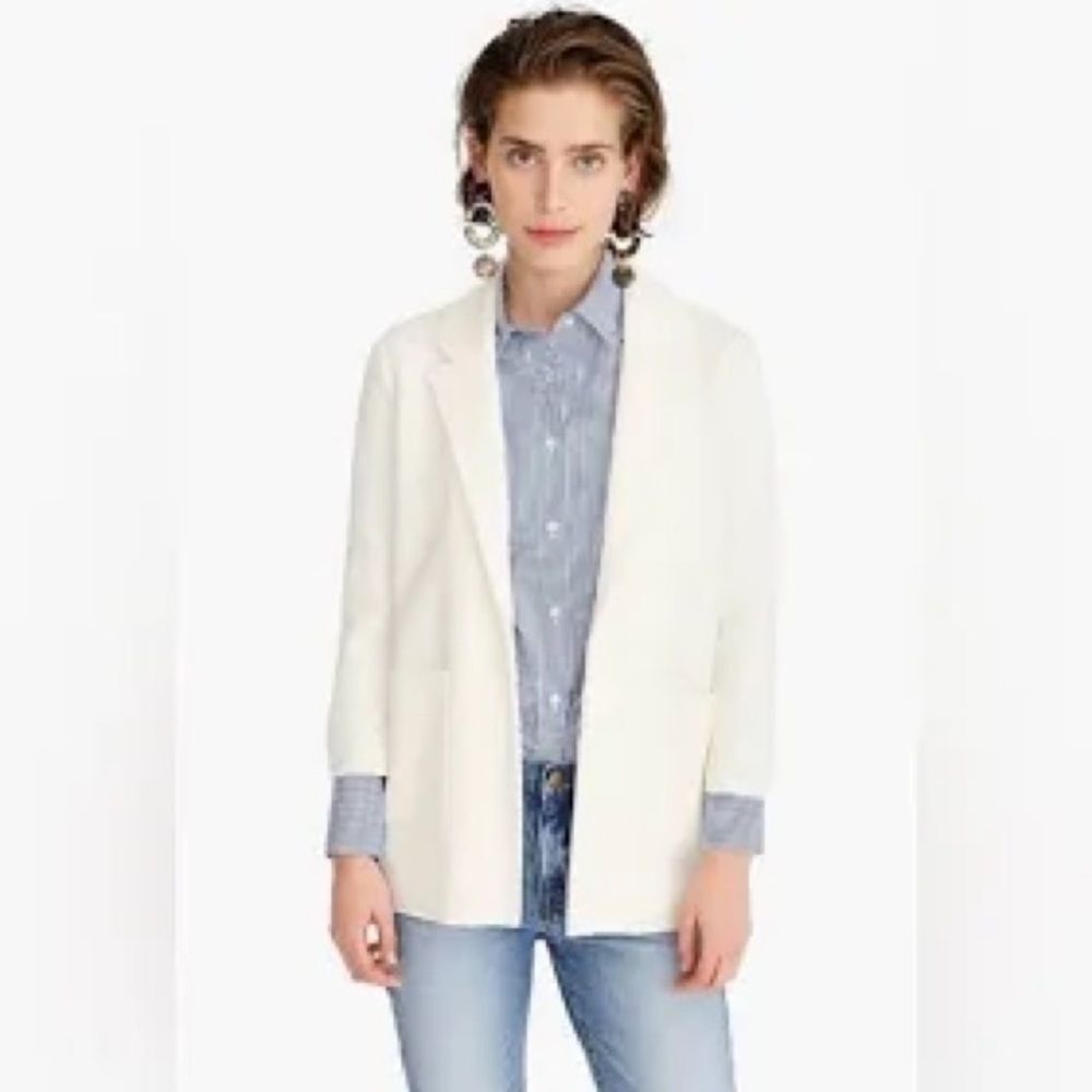 J. Crew Sophie Open Front Sweater Wool Knit Blazer Small Ivory J0244 $148